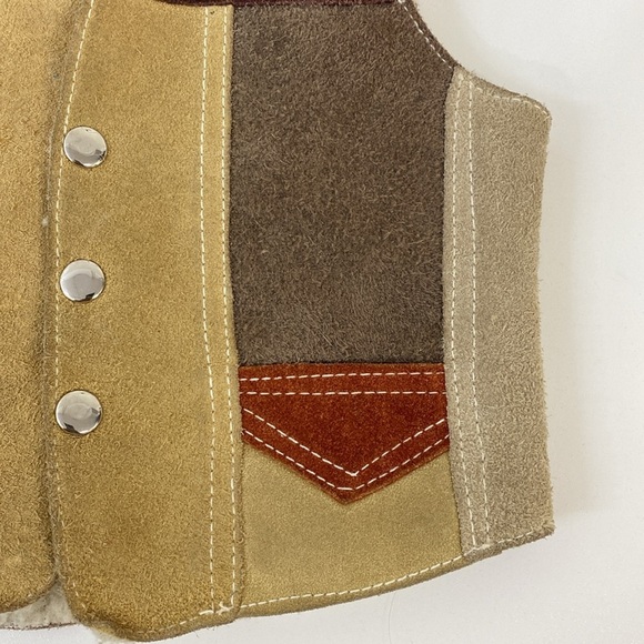 Vintage Suede Patchwork Vest Shearling Boys/Girls 8 - Picture 6 of 12
